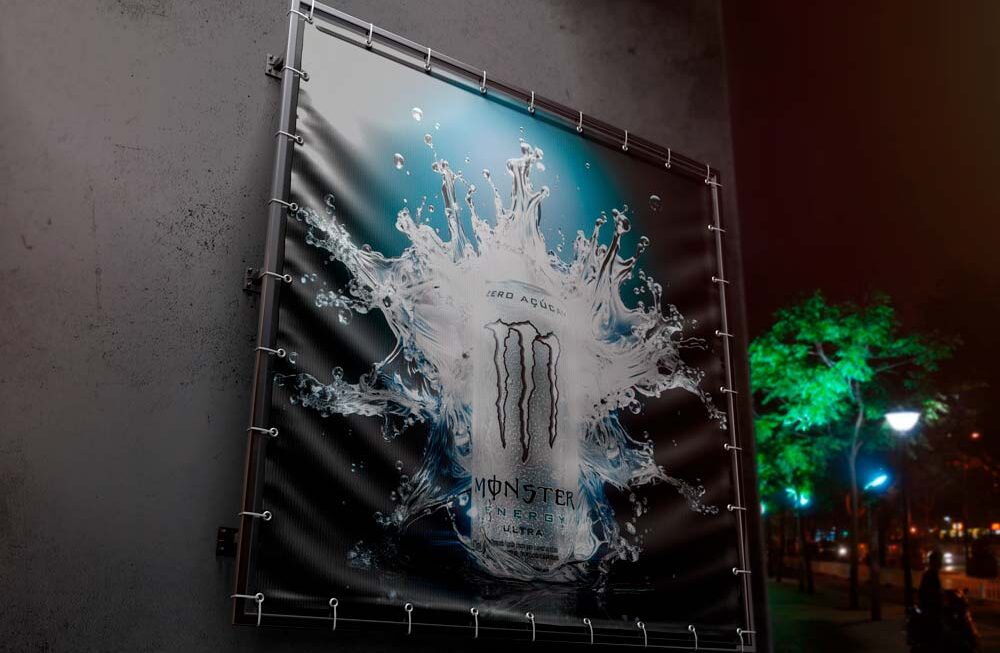 Neste projeto autoral, a proposta foi traduzir visualmente a potência do “monstro” que dá nome ao energético, criando uma imagem de alto impacto que comunicasse força, energia e intensidade de forma imediata. O desafio criativo esteve em equilibrar agressividade visual com clareza de mensagem, destacando o atributo Zero Açúcar como diferencial do produto.